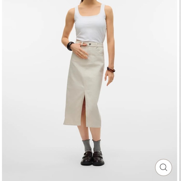 NWT Oat New York Cream Ecru Front Slit Pencil Midi Skirt size 4/27 - Picture 1 of 15